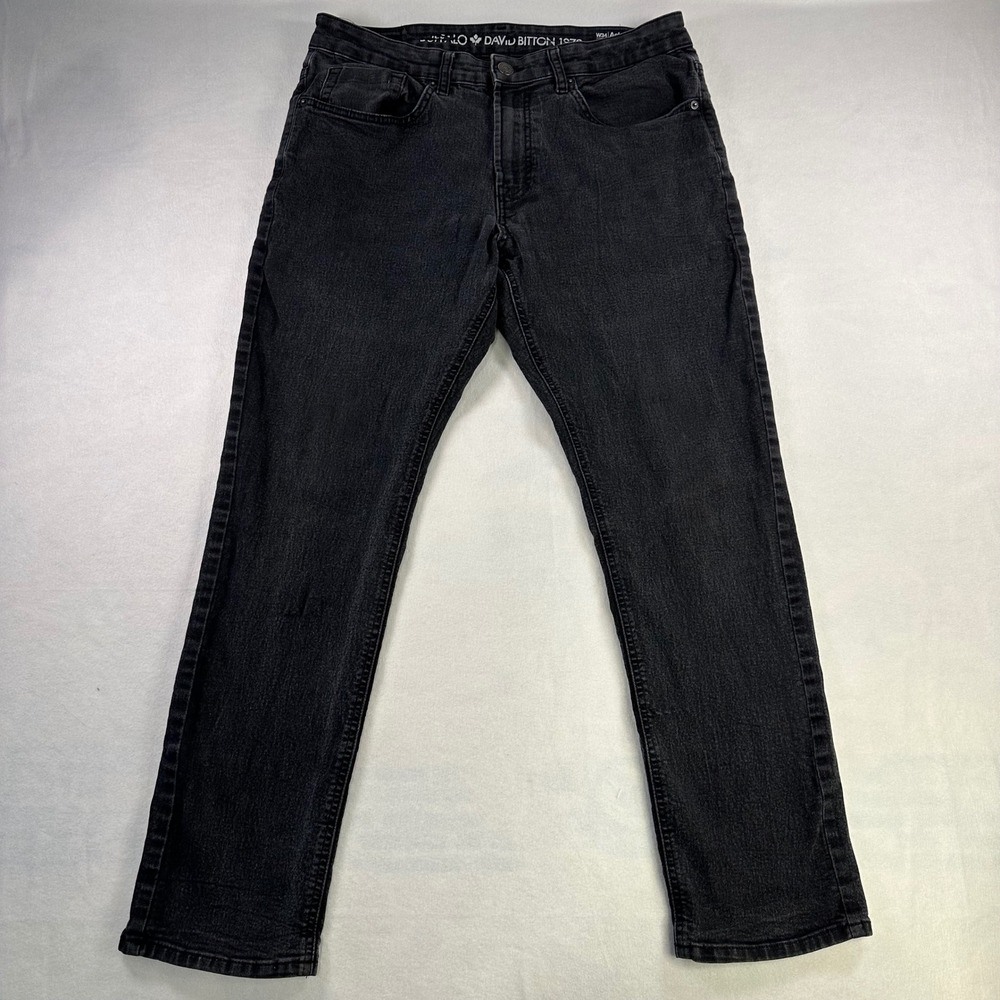 Buffalo David Bitton Ash-X Slim Stretch Jeans Mens 34x30 Faded Black Denim